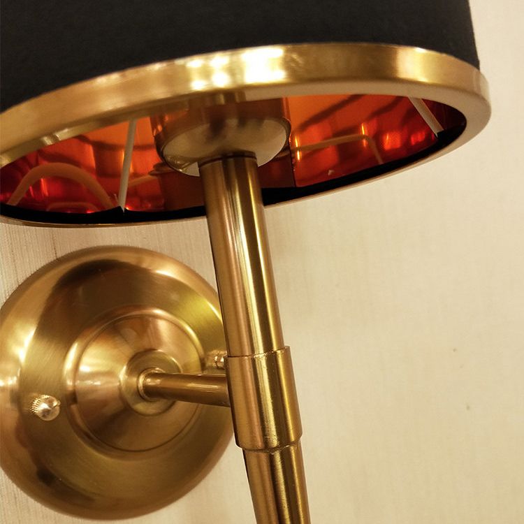 American Messing Wandlauchzylinderwandleuchte mit natürlicher Sackleinen für Wohnzimmer