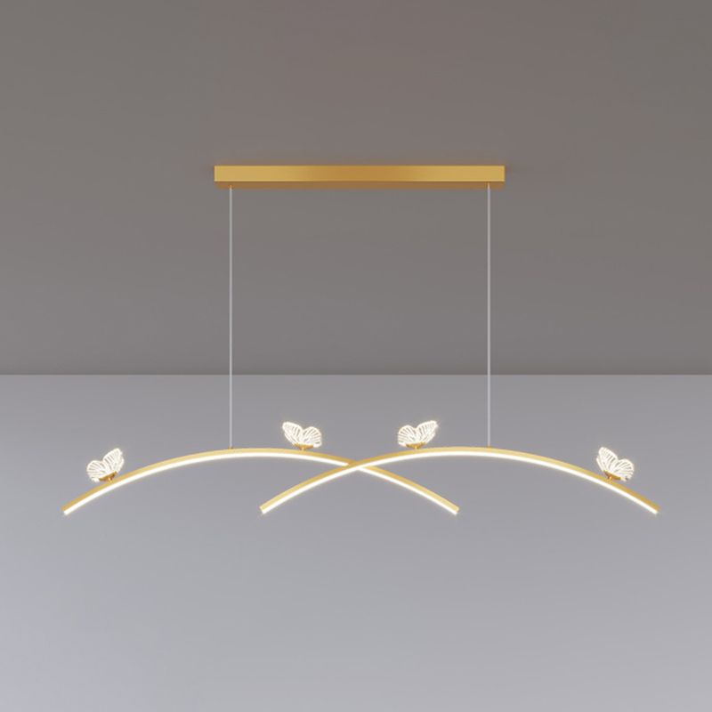 Estilo minimalista moderno colgante de clúster lineal metal de luz 2 luces de clúster para sala de estar