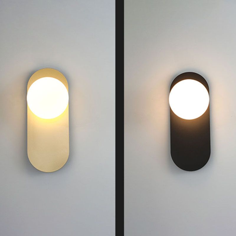 Glass Round Sconce Light Fixture Minimalist-Style Wall Mounted Light Fixture for Bedroom