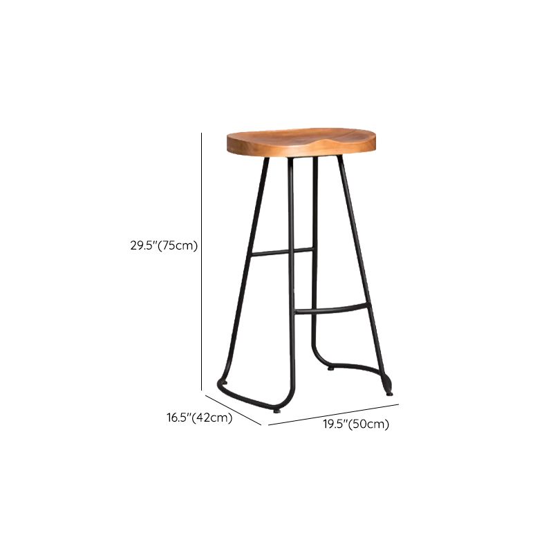 Industrial Dining Stools Armless Bar Stools with Black Metal Base