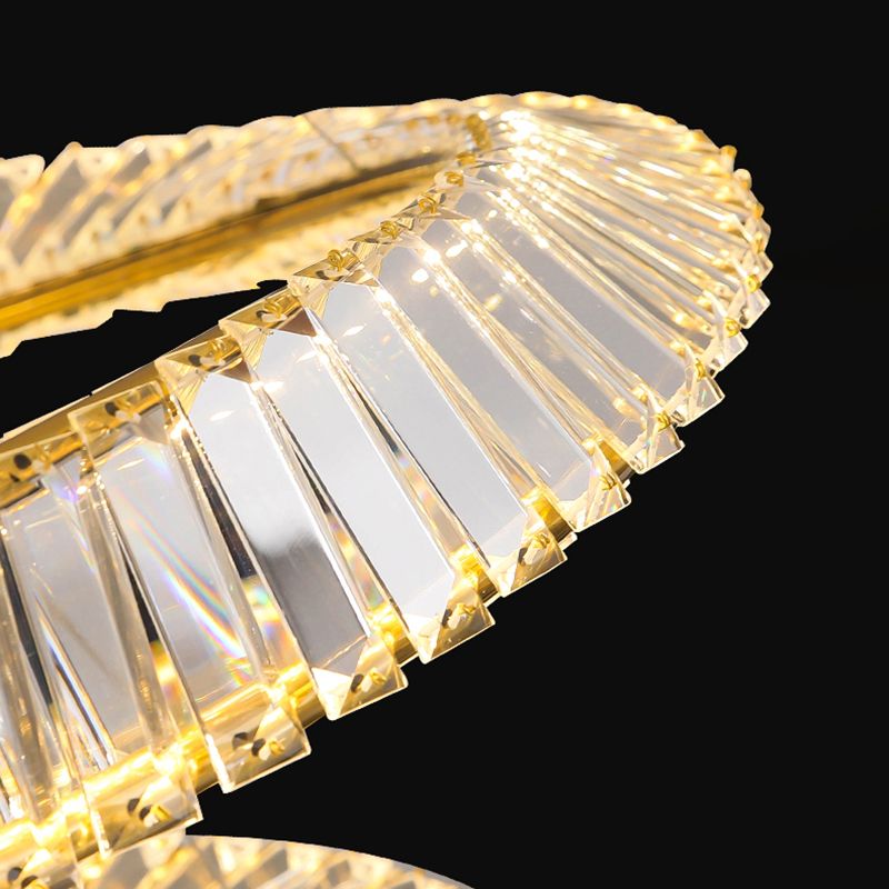 Luz de araña de cristal moderna luz colgante de dos niveles para sala de estar