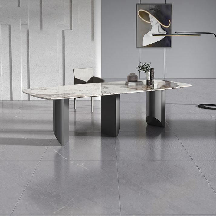 Designer Style 1/2/3 Pieces Dining Set Sintered Stone Dining Table with Leather Chairs
