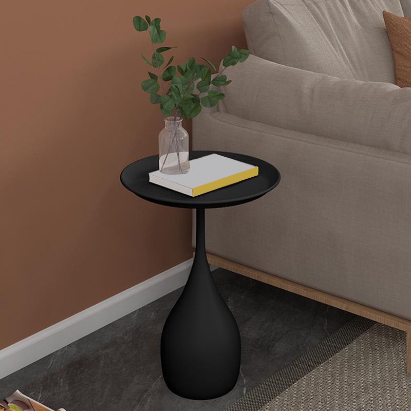 Contemporary End Table Metal Pedestal Round Living Room Side Table