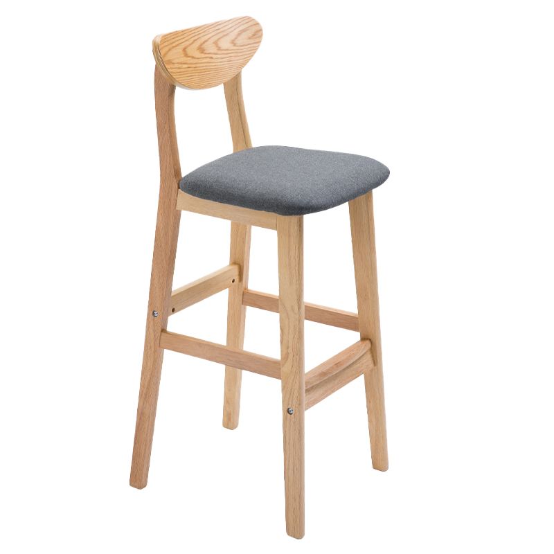 Low Back Dining Stool Rubberwood Armless Bar Stool with Wood Base