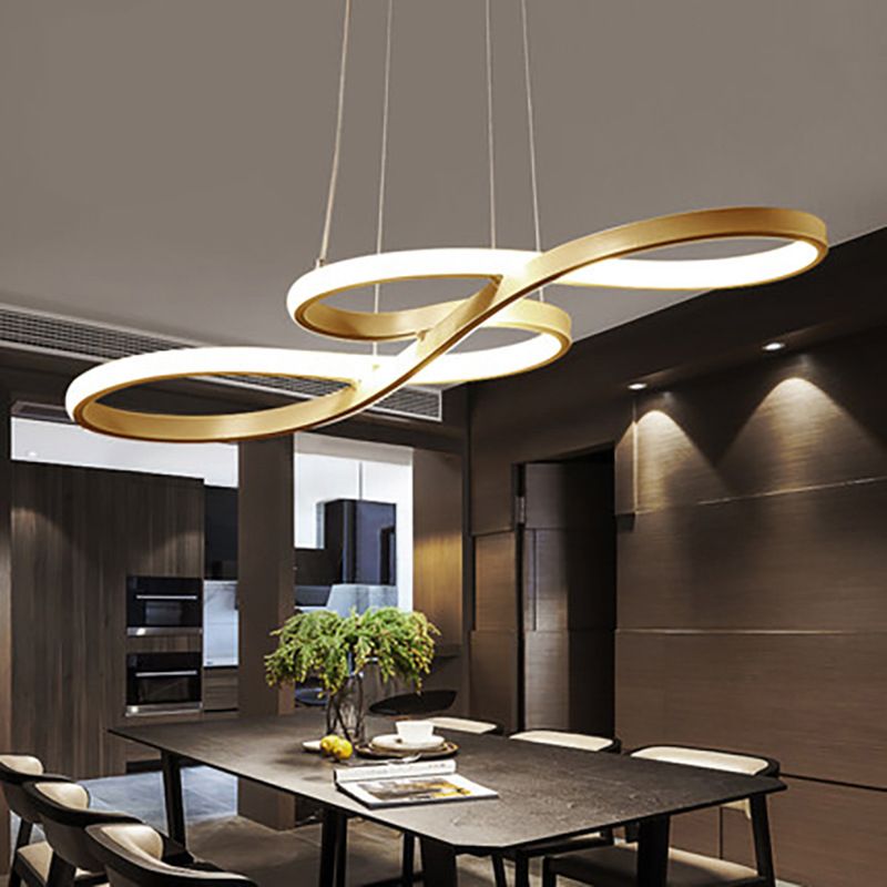 Modern Simplicity Spiral Chandelier Lamp Aluminum Hanging Pendant Lights for Restaurant