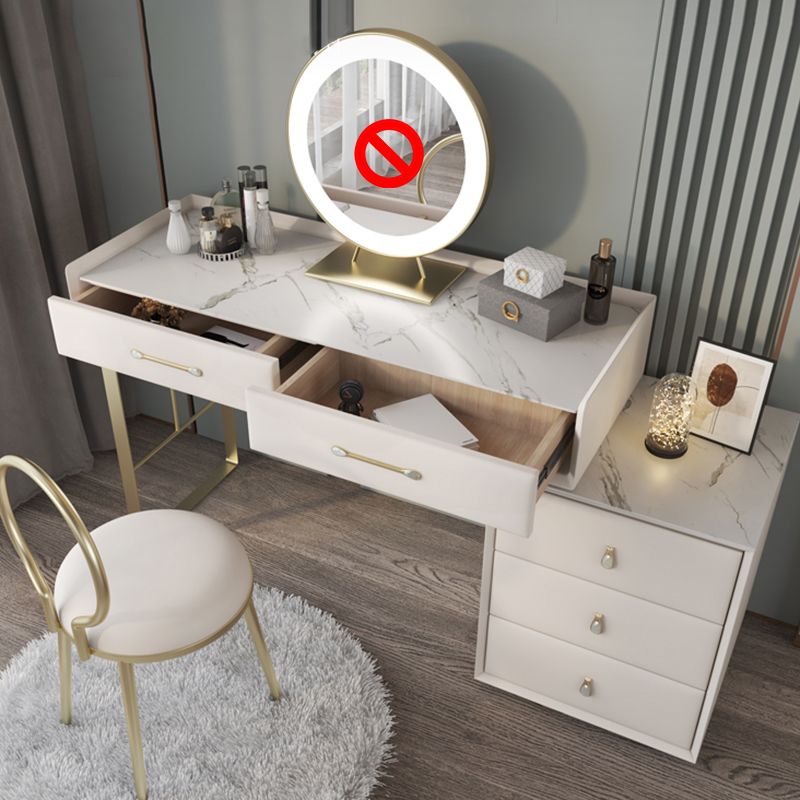 Contemporary Pine Makeup Vanity Desk 5-Drawers Vanity Makeup Table Set