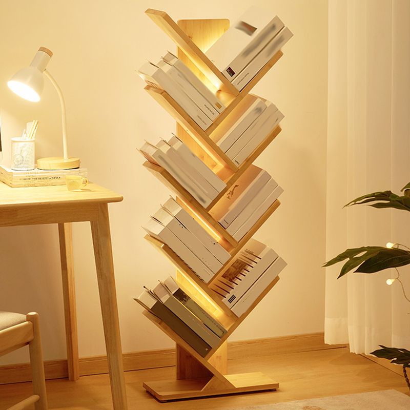 Etagere Contemporary Bamboo Bookcase Open Back Bookshelf for Office