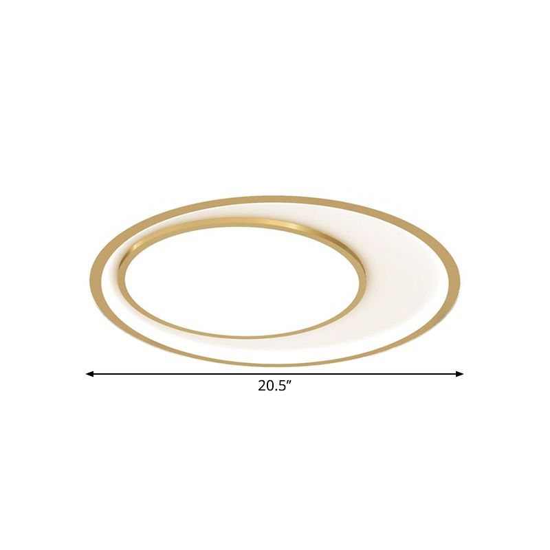 Abgerundete, bündige Deckenleuchte, modernes Acryl, 16,5"/20,5" breite LED-Gold-Unterputzbeleuchtung