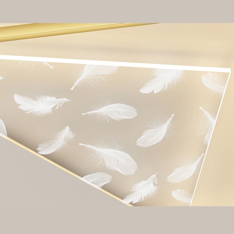 Rectangular Acrylic Feather LED Ceiling Light in Modern Minimalist Style Wrought Iron Flush Mount for Interior Spaces