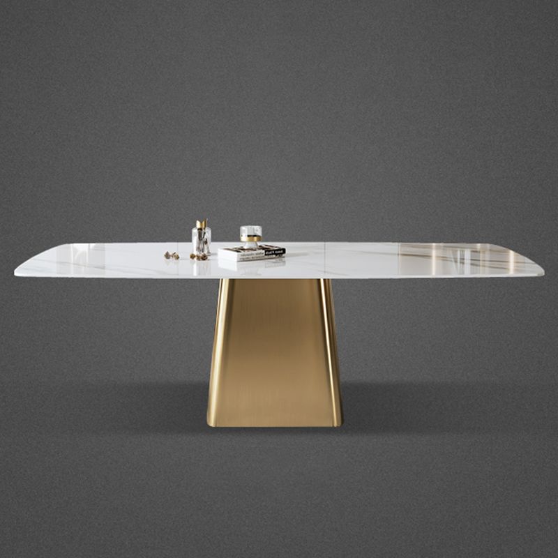 Glam Dining Table Set 1/2/5/7 Pcs Sintered Stone Dining Table with PU Leather Chairs