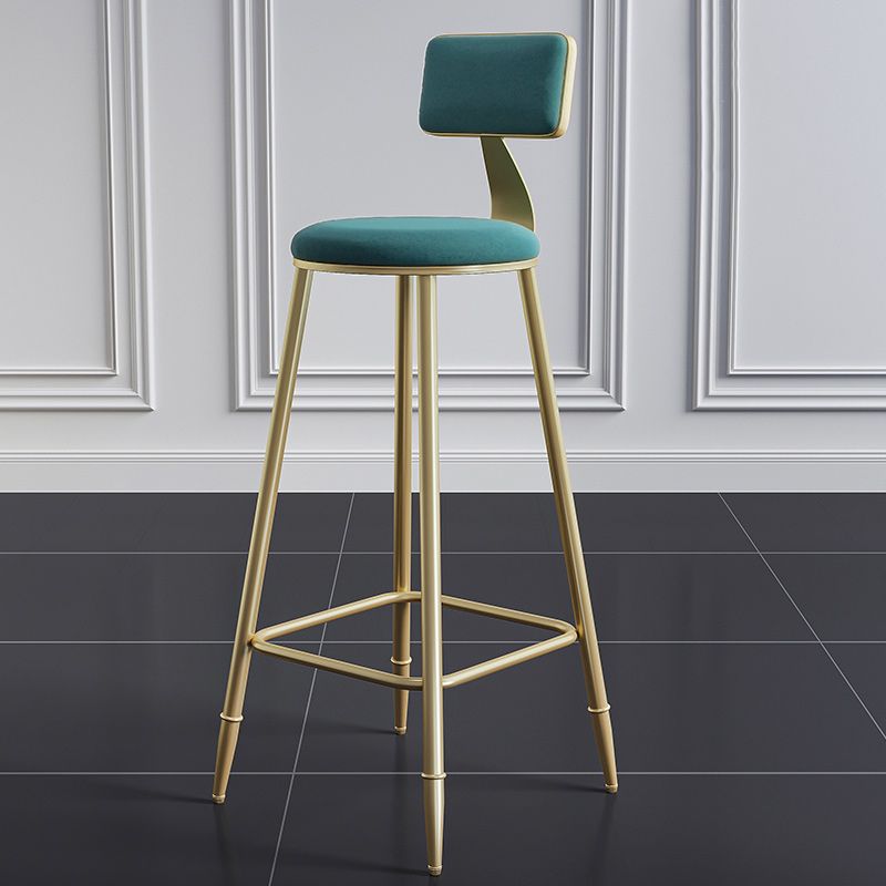 Nordic Armless Backrest Counter Stool Iron Dining Room Bar Stool with Cushion and Pedal