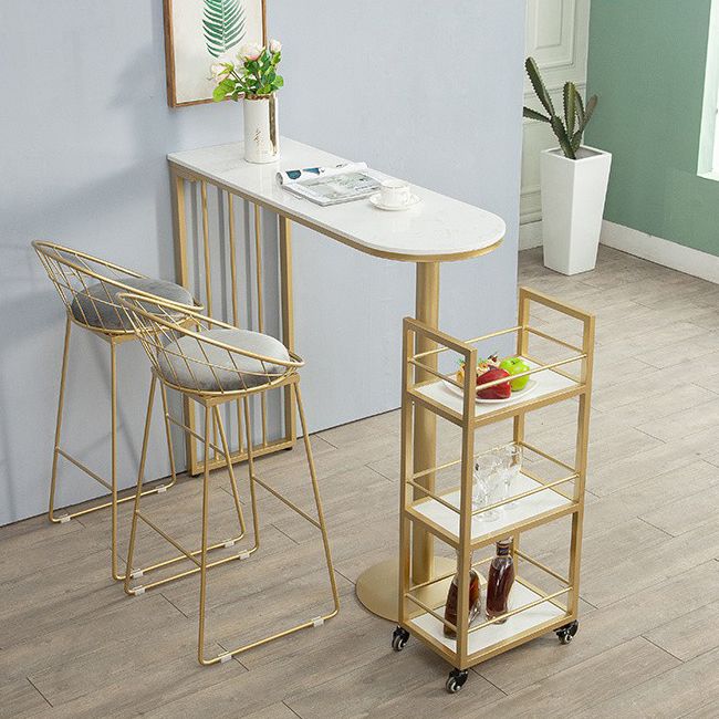 Tavolo da bar in glam in finta pub in marmo in finto tavolo da pranzo in ferro con doppio piedistallo