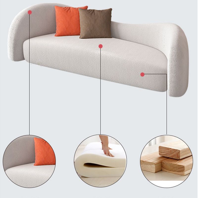 Scandinavian White Cushions Tuxedo Arm Living Room Curved Seating