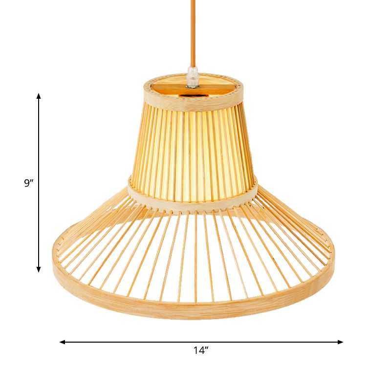 Tradicional 1 lámpara colgante de bombilla Luz de lámpara de madera con sombra de bambú con sombra de bambú