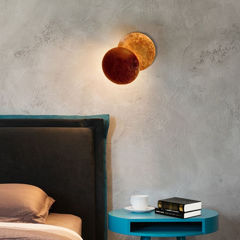1-Light Round Wall Mounted Lighting Modern Style Metal Wall Lighting Fixtures