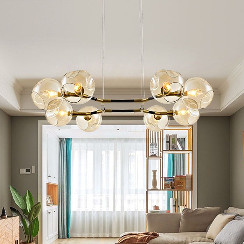 Round Living Room lampadario a sospensione a sospensione Amber Ambra Birbato 8 lampadine kit lampada sospesa modernista in oro