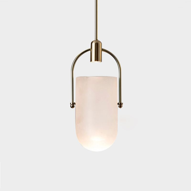 Bucket Shape Hanging Lighting Modern Style Glass 1 Light Pendant Lamp for Restaurant