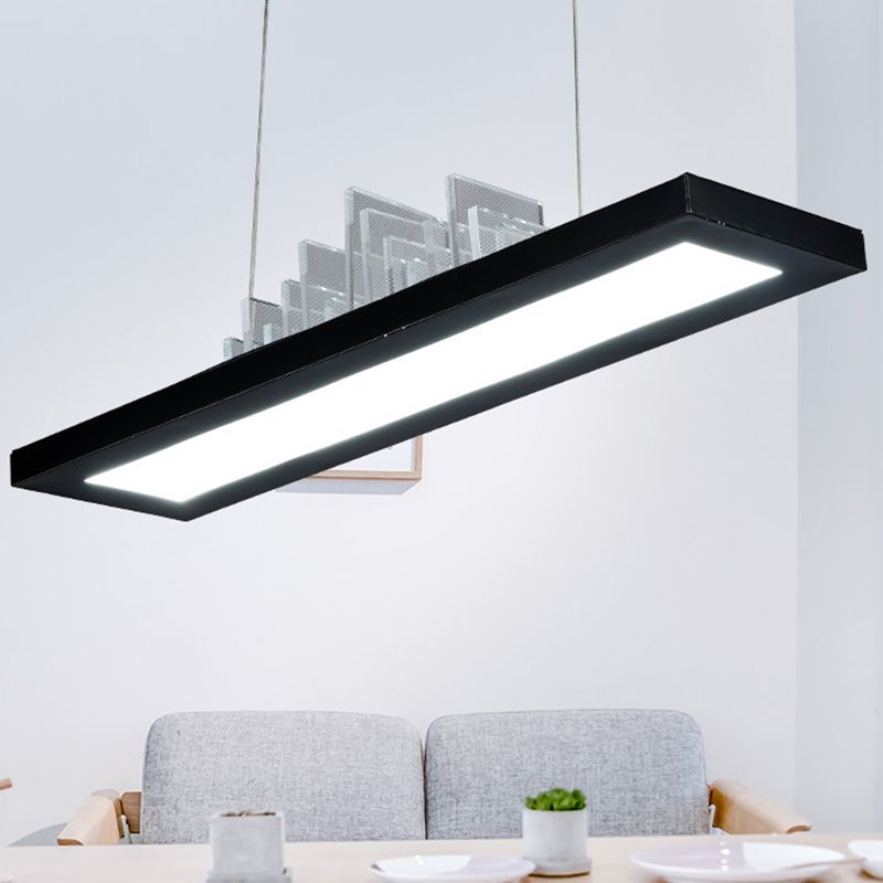 Rectangular LED Island Light Fixture Simplicity Acrylic Black Pendant Light for Dining Room