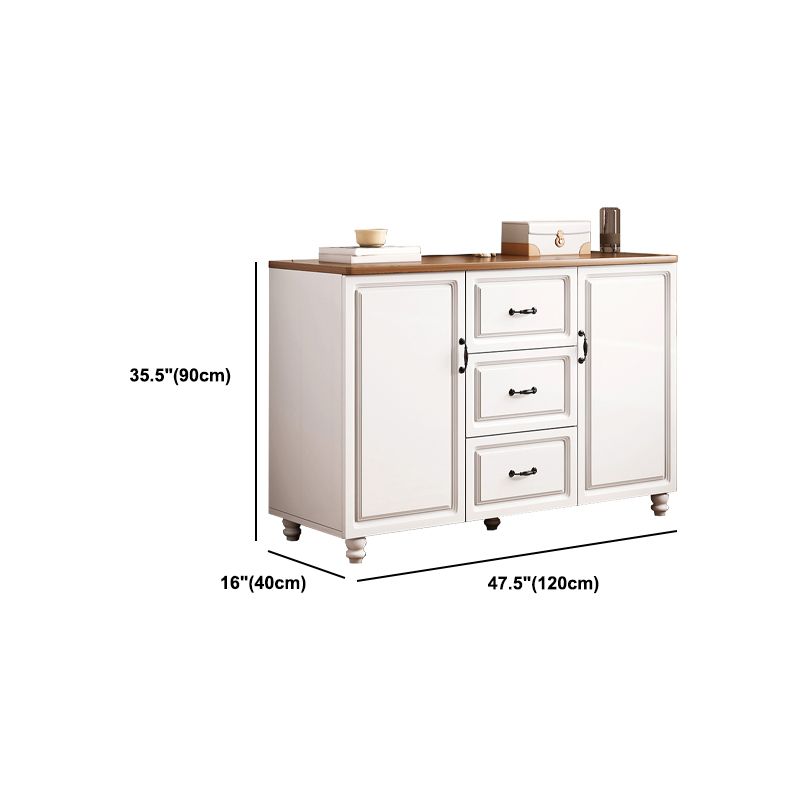 White Wood Accent Cabinet with Drawers 15.74" Wide Modern Standard Side Cabinet