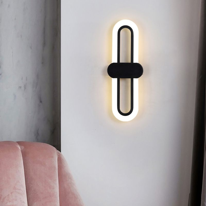 Minimalist LED Wall Lamp Ellipse Metal Sconce Lighting for Bedroom