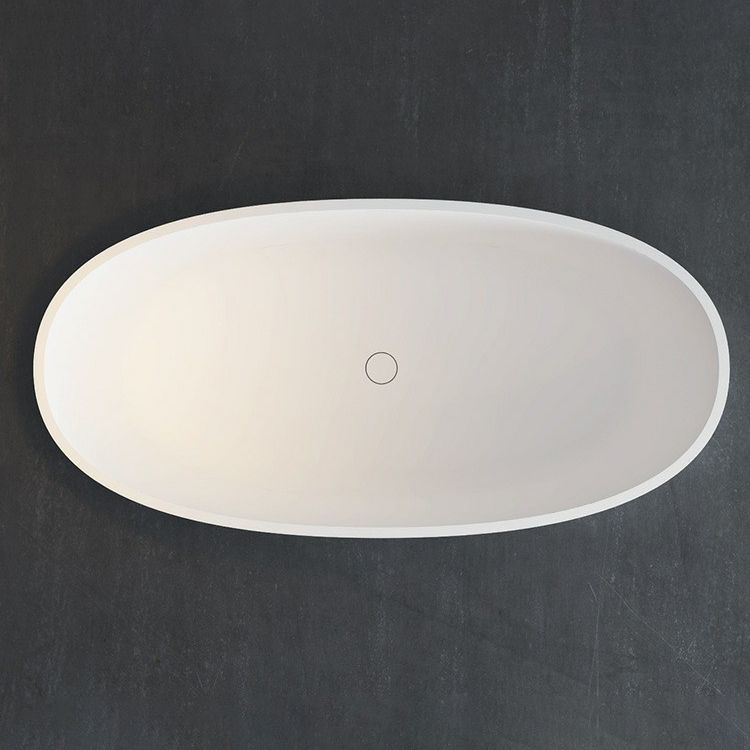 Oval Stone Soaking Bathtub Antique Finish Freestanding Bath Tub