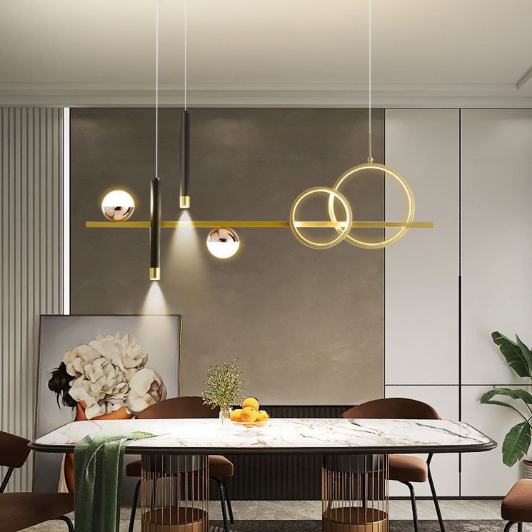 Modern Straight Bars Island Chandelier Lights Metal Island Lighting