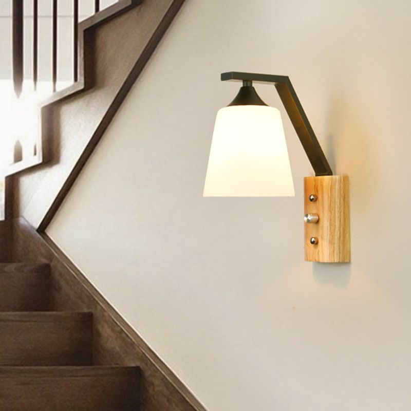 Geometric Shape Wood Wall Lighting Modern Style 1 Light Wall Mounted Light