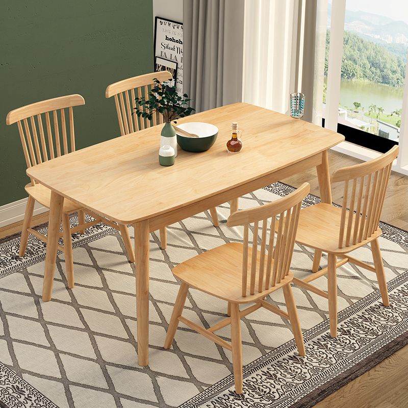 Modern Solid Wood Dining Room Set with Rectangle Home Dining Table Furniture