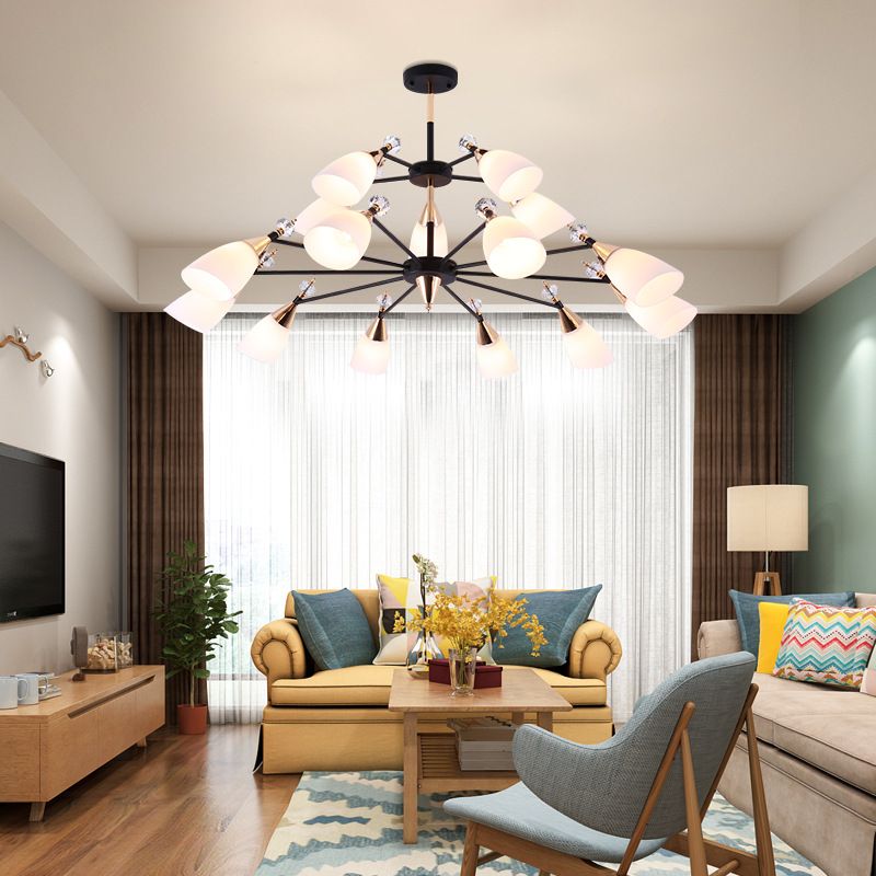 Metaal sputnik kroonluchter verlichtingsarmatuur moderne stijl hangende lamp in het zwart