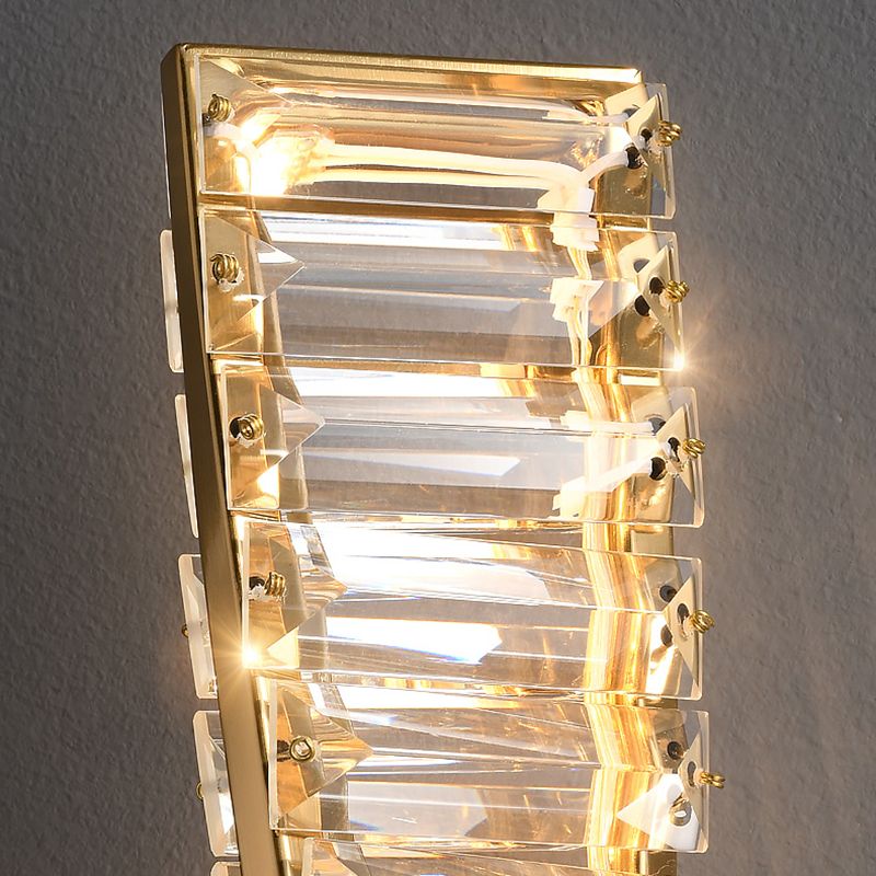Modern Metal Wall Light Geometric Gold Wall Sconce with Crystal for Living Room