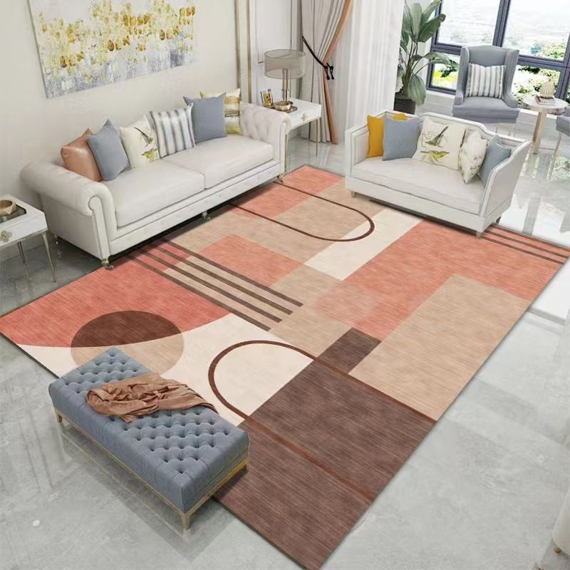 Modern Style Rug Geometric Pattern Rectangle Stain Resistant Shape Rug for Home Decor