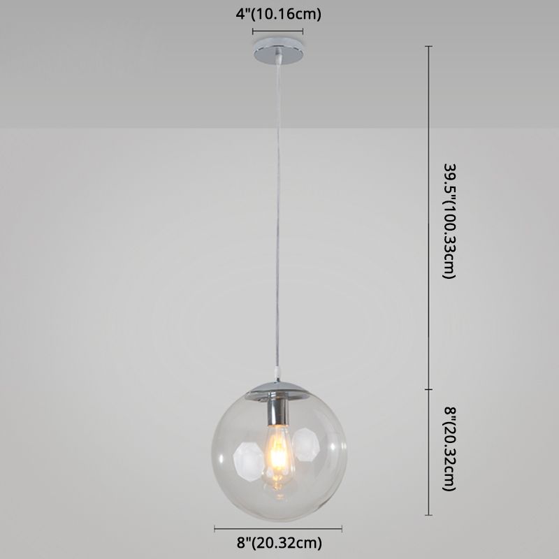 Minimaliste moderne à 1 lampe à la lumière Lumière Bubble Boule de verre transparent Lumière suspendue avec 39 "fil suspendu