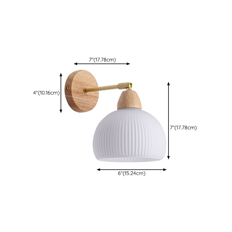 Modern Glass Shade Wall Light Fixture Wooden Wall Light Sconce for Bedroom