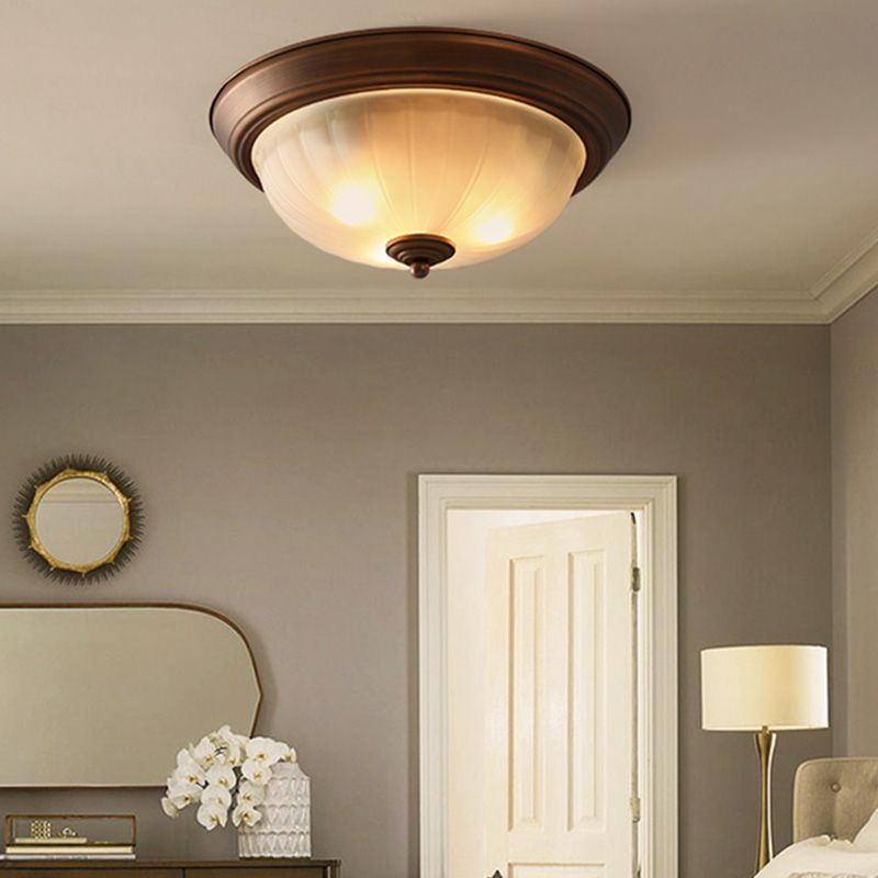 Plafonnier encastré avec abat-jour en verre, plafonnier d'intérieur en forme de bol de Style campagnard américain
