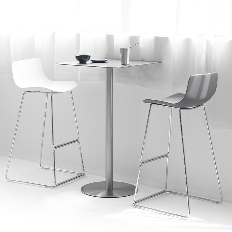 Scandinavian Armless Bar Stool Plastic and Steel Bar Stool for Living Room