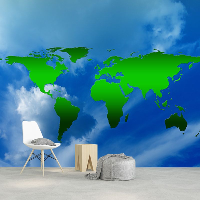 Washable Stain Resistant Wall Mural Wallpaper World Map Sitting Room Wall Mural
