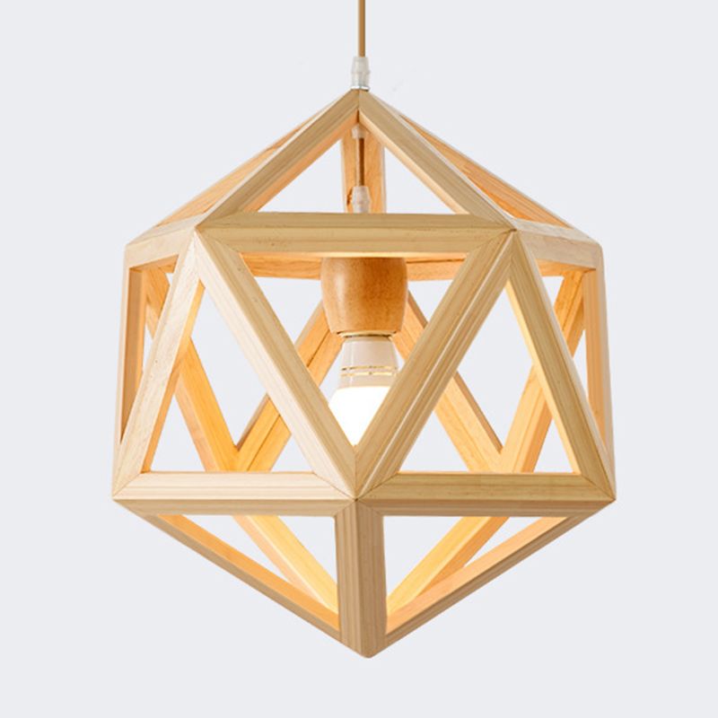 Unique Shade Hanging Lighting Modern Style Rubber Wood 1 Light Hanging Lamp for Bedroom