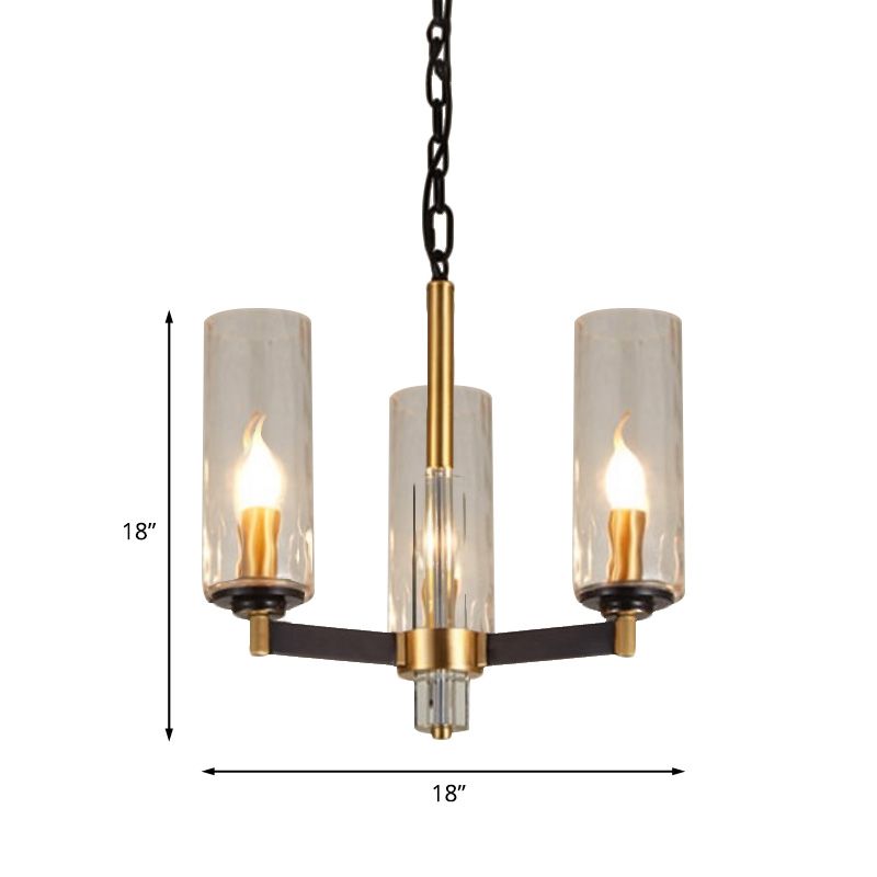 Vintage cilinder kroonluchter verlichting armatuur 3/5/6 bollen helder waterglas hanglamp in zwart en goud