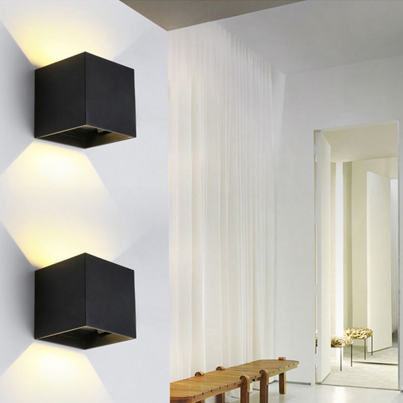 Square 2-Lights Wall Lighting Fixtures Modern Style Aluminum Wall Mounted Lamps