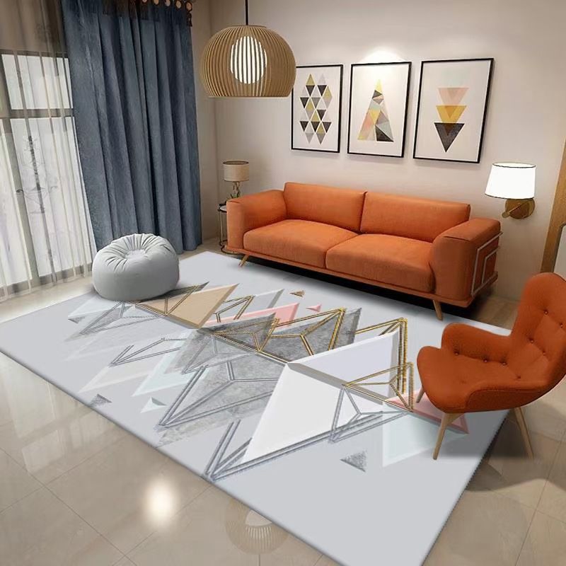 Tapis moderne moderne gris tapis de motif en polyester