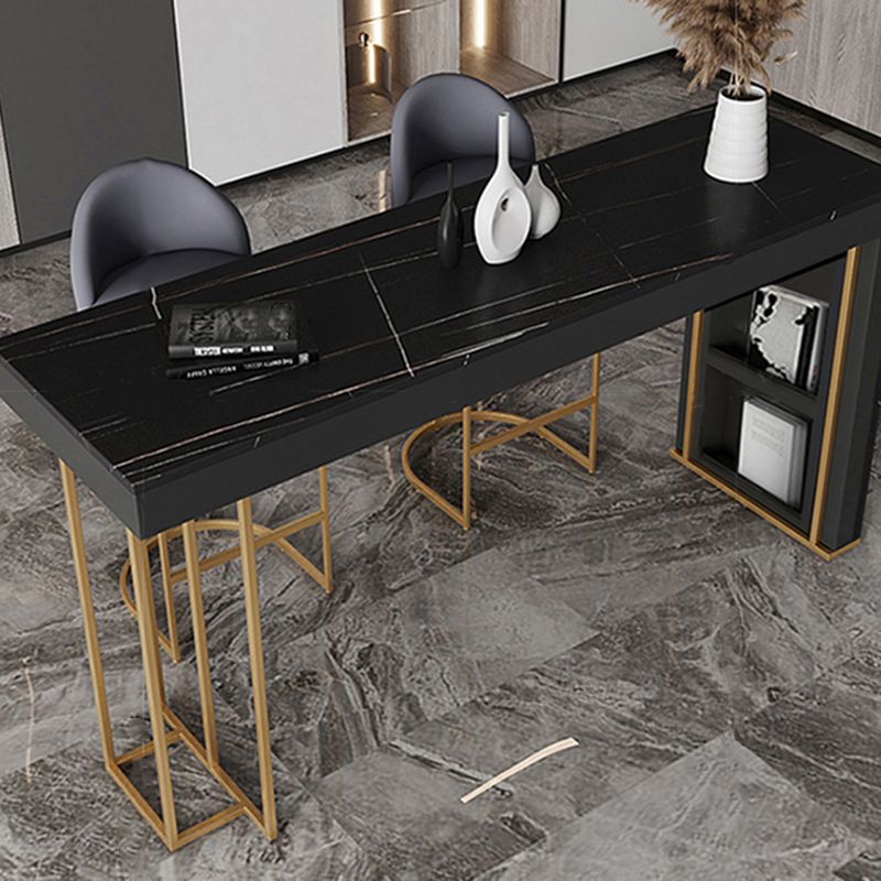 Glam Style Rectangle Bar Table 1/2/3 Pieces Stone Bar Table Set for Kitchen