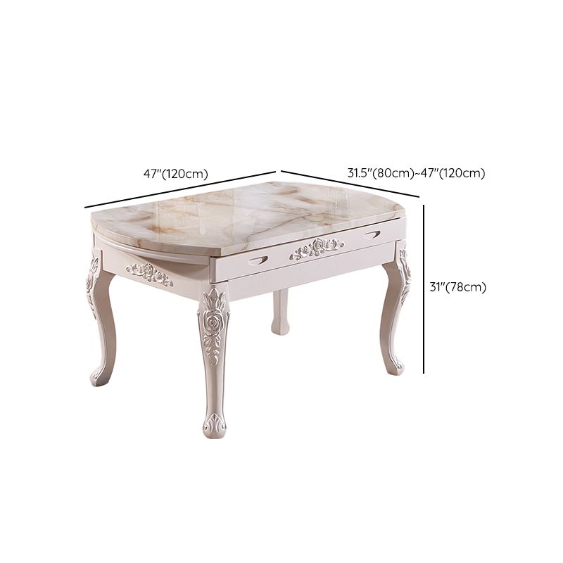 Glam Round Marble Top Dining Table with Solid Wood Legs for Home