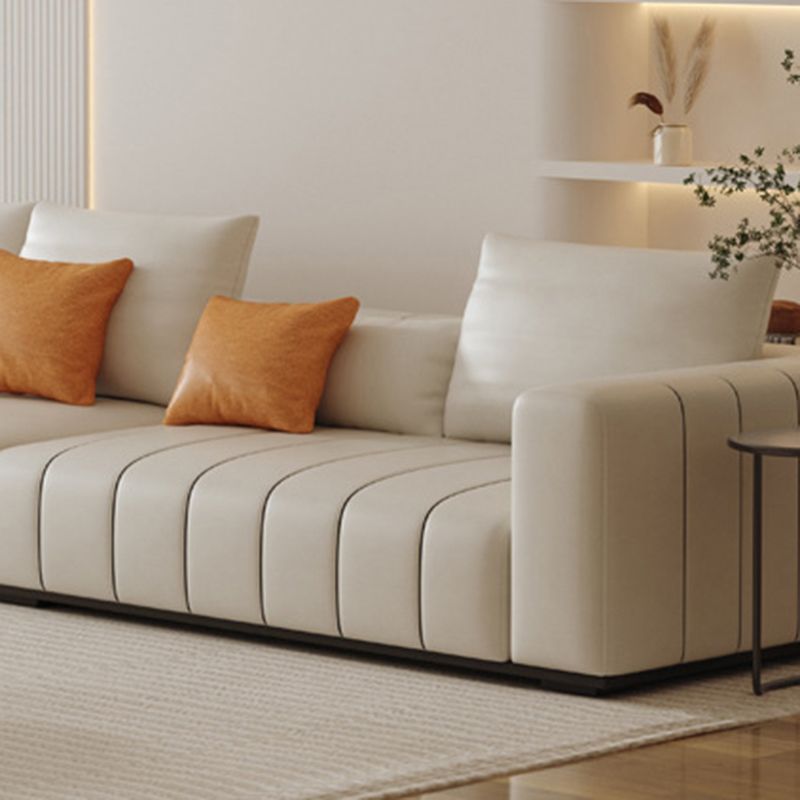 Contemporary Faux Leather Living Room Square Arm Standard Seating