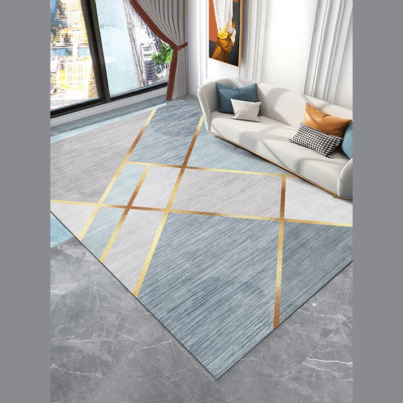 Luxury Geometry Print Carpet Polyester Rug Non-Slip Backing Area Rug for Home Decoration