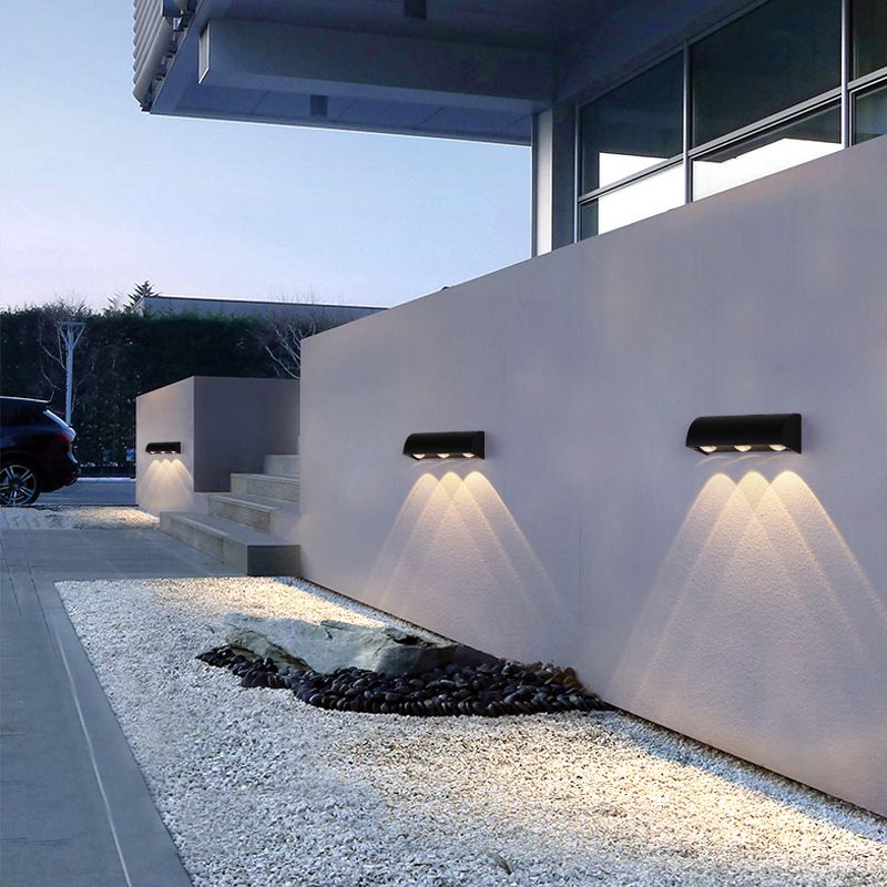 Modern Style Wall Lamp Metal 3 Lights Sconces in Black for Outdoor