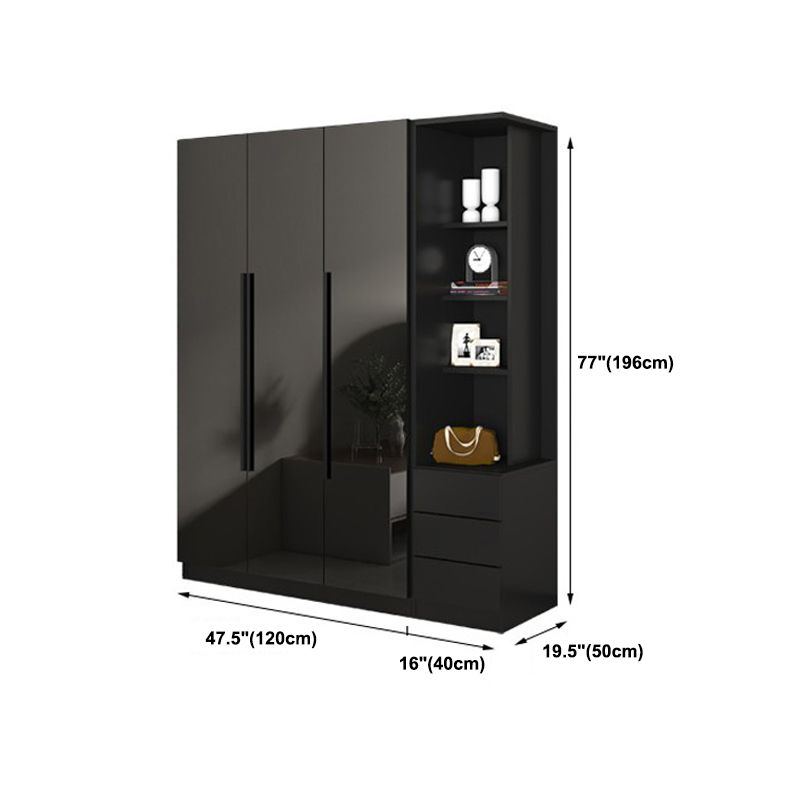 Modern Style Wardrobe Black Colour Glass Wardrobe Closet for Bedroom