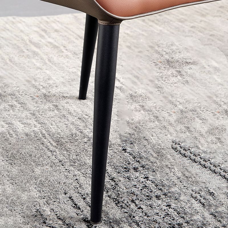 Silla lateral de cuero contemporánea para restaurante, acabado mate, silla de comedor con respaldo