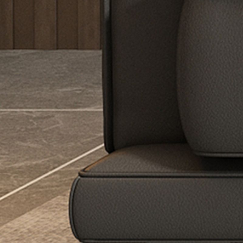 Genuine Leather Stationary Stain Resistant Living Room Gray Sofa