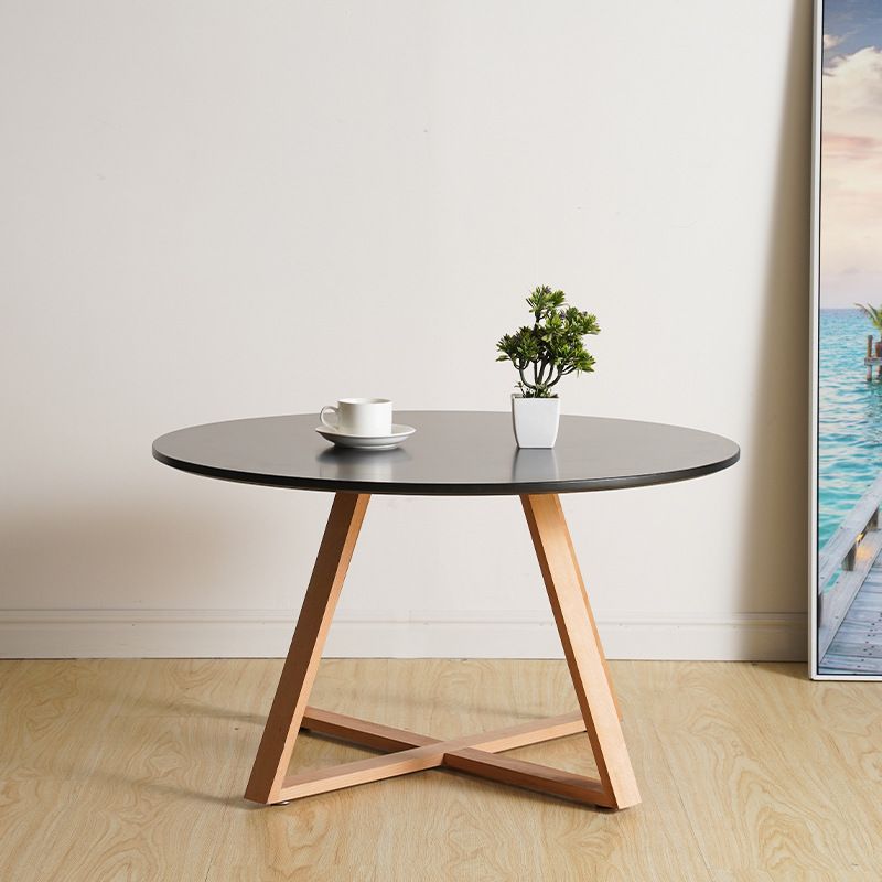 Modern Style Round Wood Coffee Table Cross Legs Cocktail Table