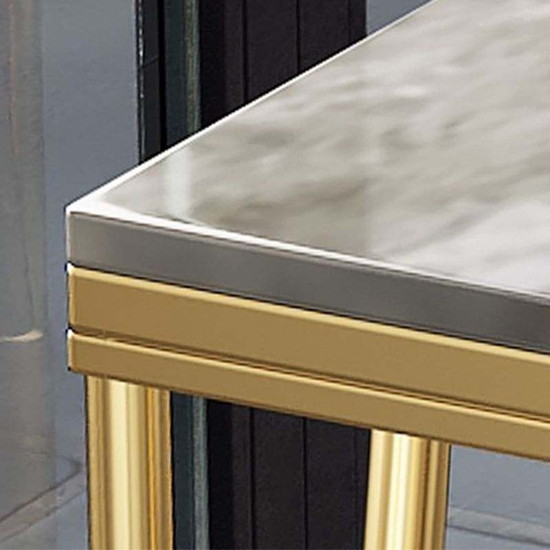 Industrial Bar Height Table Stone Top Pub Table with 4 Metal Legs